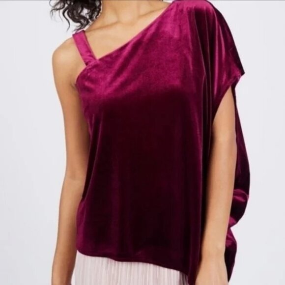 NWOT London Times Asymmetrical Velvot Top Wine‎ Color Dressy Size XXL - Picture 1 of 11